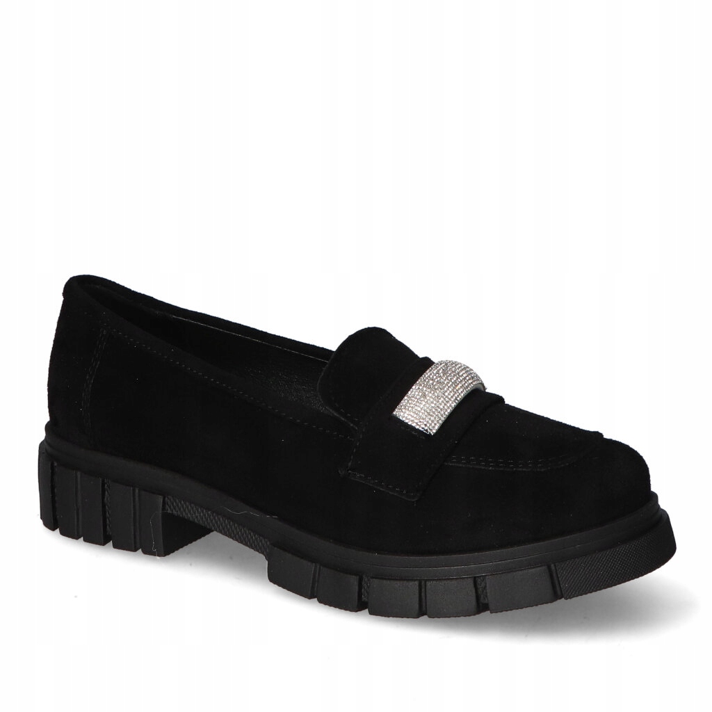 Mokasíny Kamex-But Shine Černý semiš Ozdoba 38