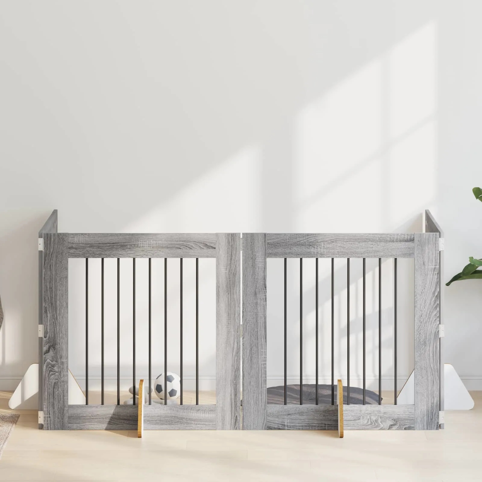 vidaXL Skládací psí brána se stojany 4 pcs Šedá sonoma 321 cm
