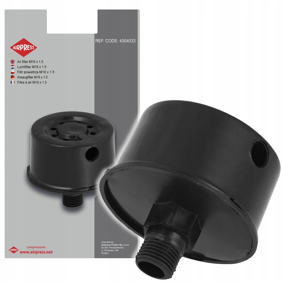 Airpress 4304033 Filtr Powietrza Do Kompresora M16 × 1.5 zassawny