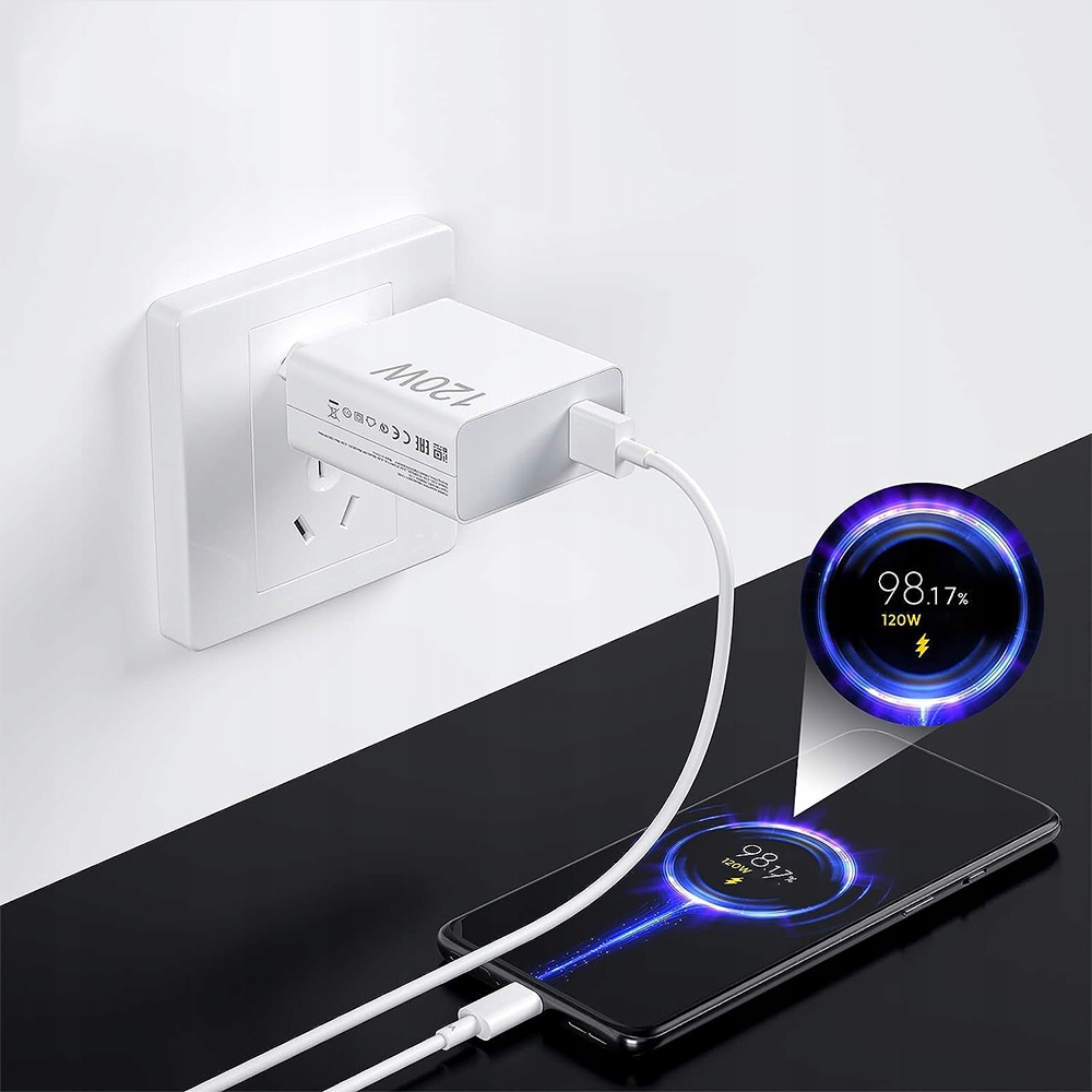 Ładowarka do Xiaomi 120W Mi Turbo Charge USB C +Kabel Prąd wyjściowy 6000 mA