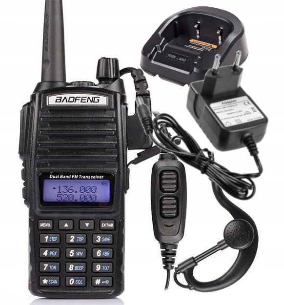BAOFENG UV-82 KRÓTKOFALÓWKA RADIOTELEFON WALKIE TALKIE + SŁUCHAWKA 2800mAh