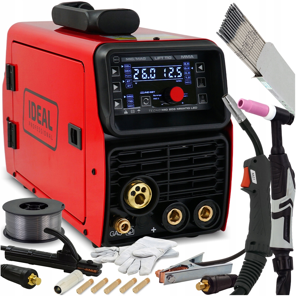 Spawarka migomat Ideal Tecnomig Mig 200A Mag Mma Tig 2T 4T CuSi3 Synergia