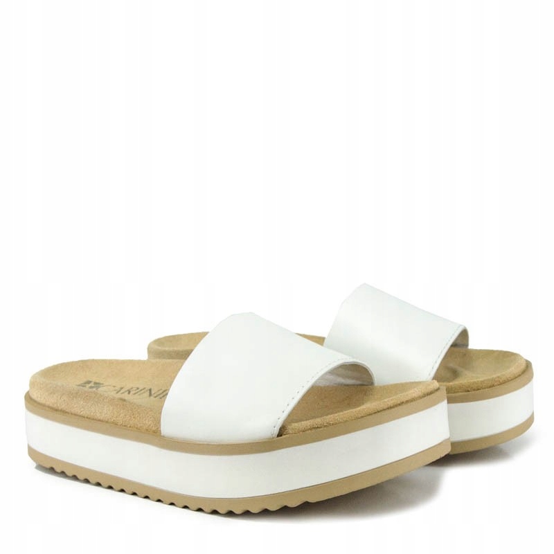 CARINII B3958 KLAPKI SANDAŁY SKÓRA BIAŁE 39 Marka Carinii