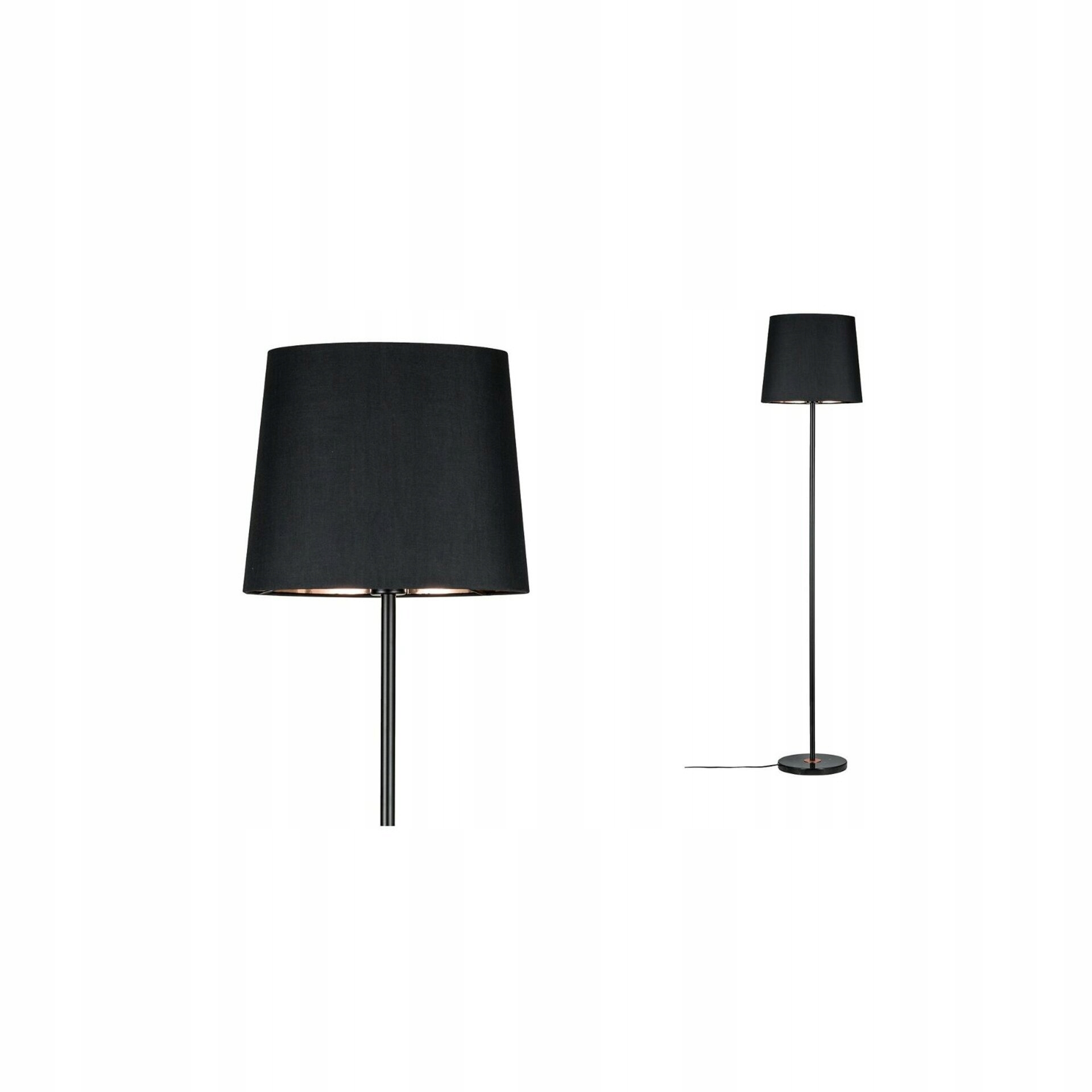 Paulmann Neordic Enano stojacia lampa čierna/meď/mramor, textilný širm