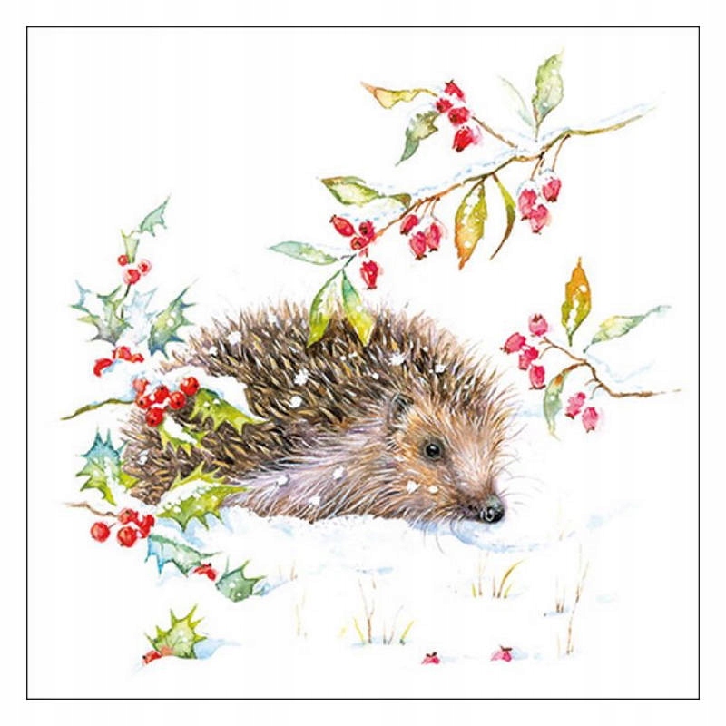 Serwetka do decoupage 33x33cm Hedgehog in Winter jeżyk