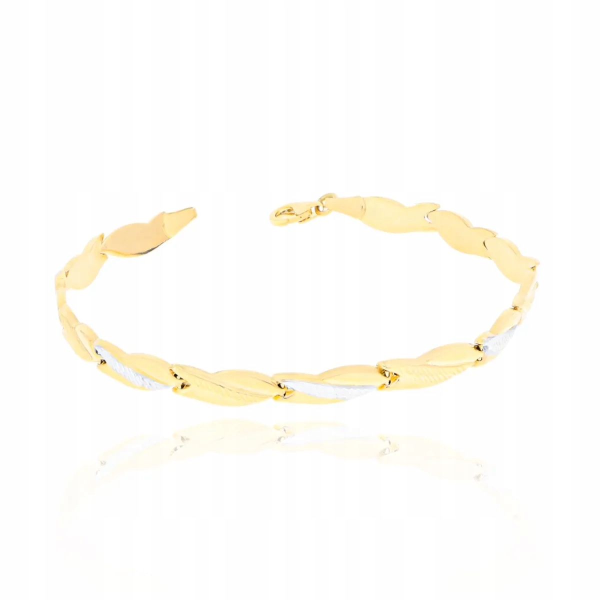 Złota bransoletka segmentowa grawerowana 18,5 cm pr. 585
