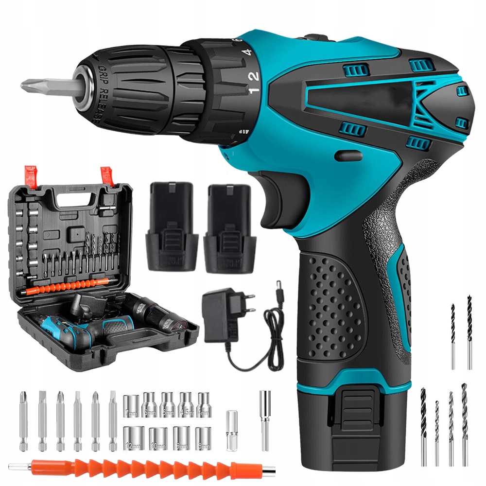 Aku Vrtačka Akumulátorová Vrtačka 12V 2 Aku 1300MAH Nástavce