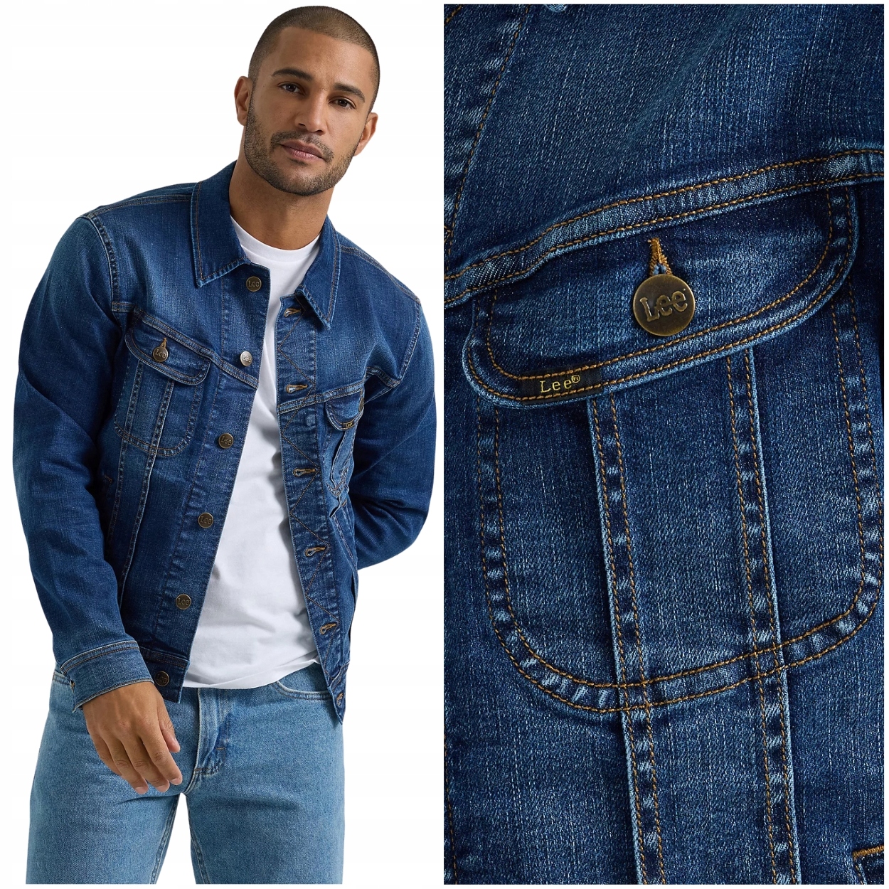 Lee Mens Denim Jacket Džins klasická tmavá pánská džínová katana bunda M
