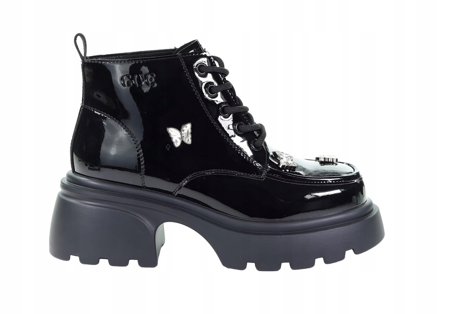 Dámské kotníkové boty z lakované kůže černé Goe SS2N4102 r40