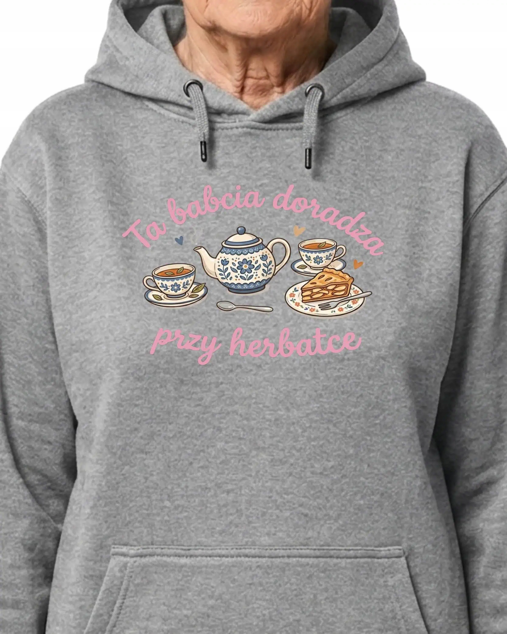 Mikina s kapucí Dárek pro babičku Čaj u babičky Šedá M