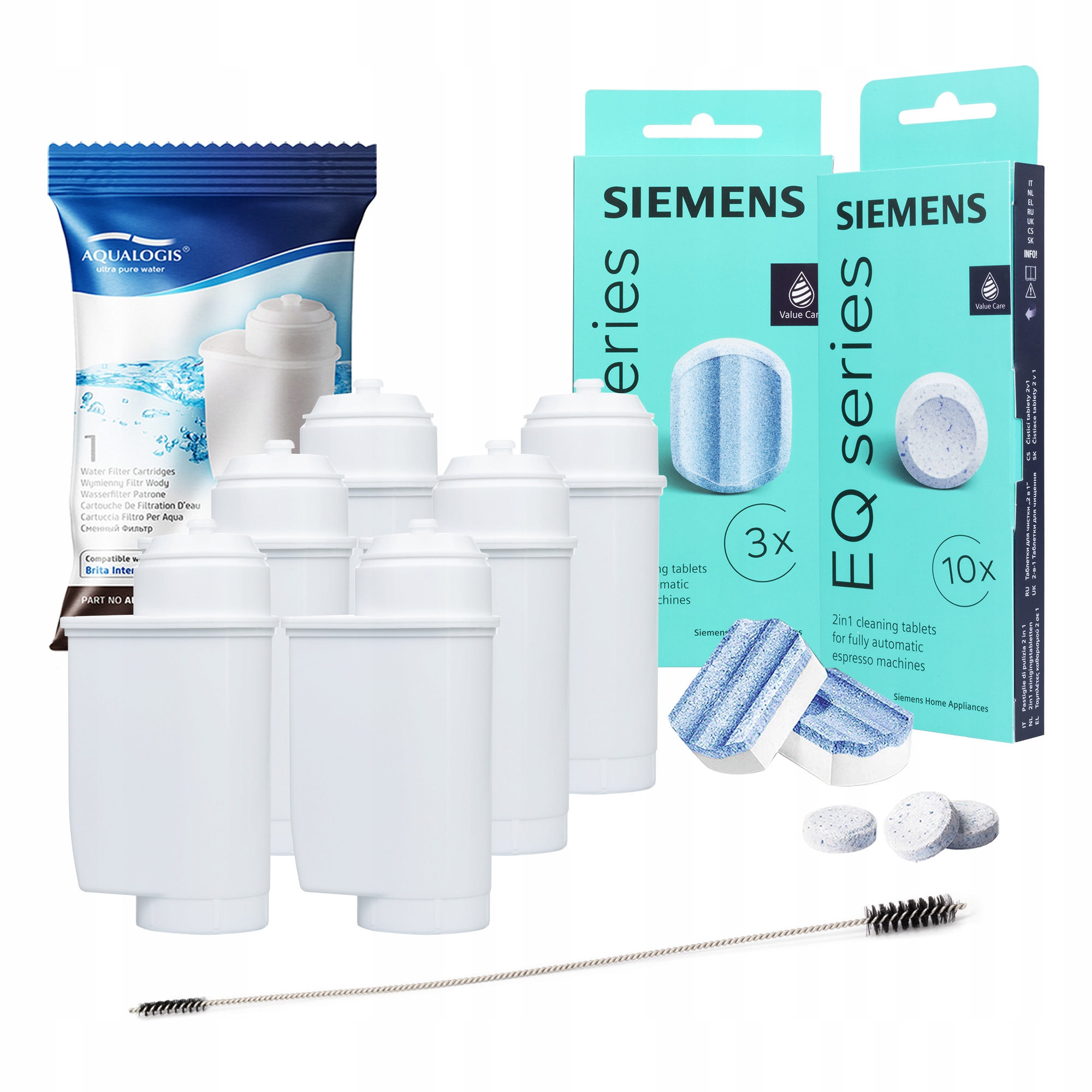 Tablety a odvápňovač Siemens 6 x filtr pro kávovar AL-Inte kartáč