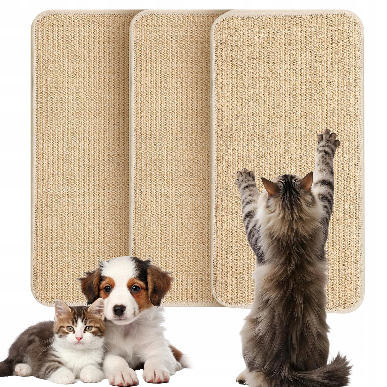 Levně 3 Škrabadla Pro Kočky 50 X 25 CM Z Ječmene S Protiskluzovými Prvky Na Stěny