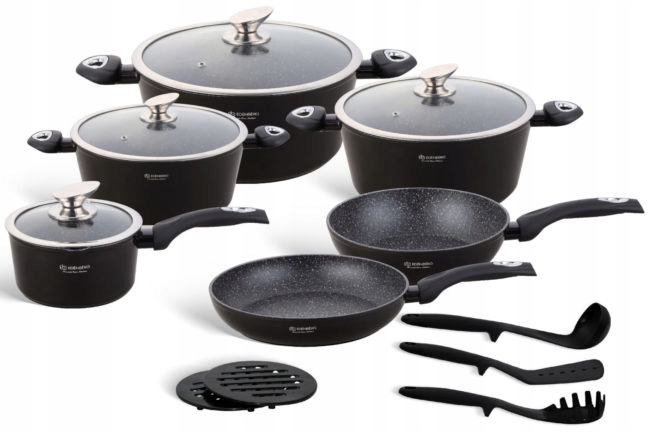 

Zestaw Garnków Marmurkowych Czarny 15 El. Edenberg