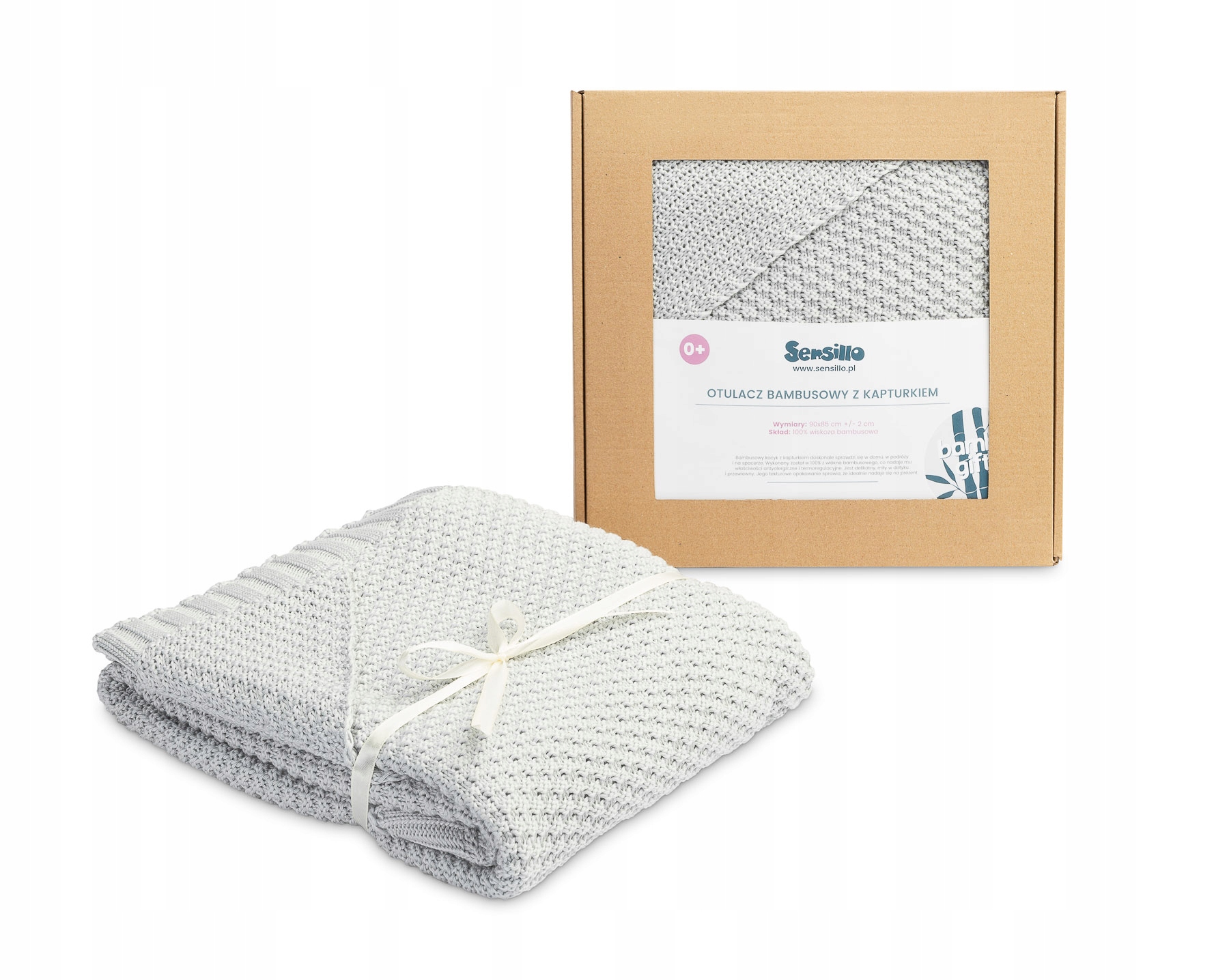Kocyk z kapturkiem Sensillo 85 x 90cm Szary