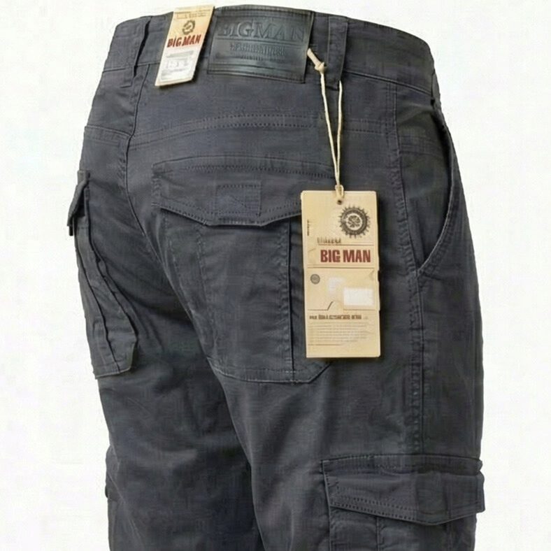 Spodnie Męskie Bojówki Szare Grafitowe BM991 W39 Pas 100-104