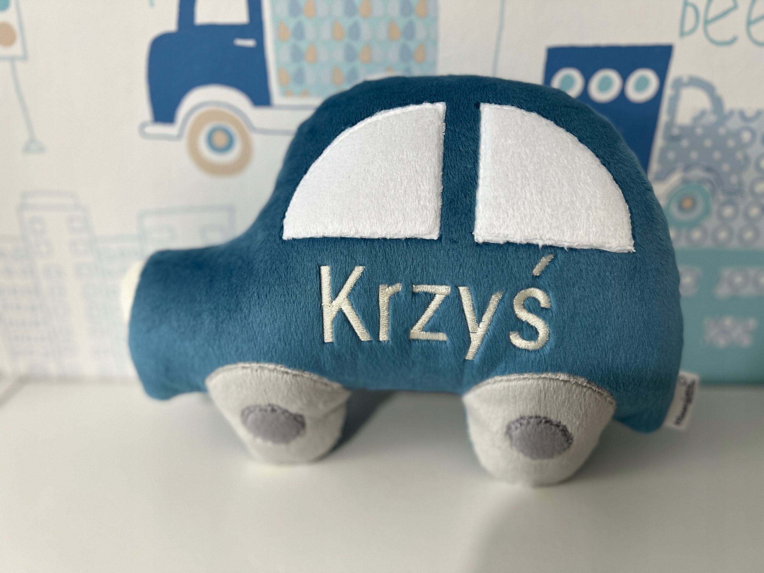 MINI PODUSZKA AUTKO, CHRZEST, PREZENT, NIAGARA Długość poduszki 26 cm