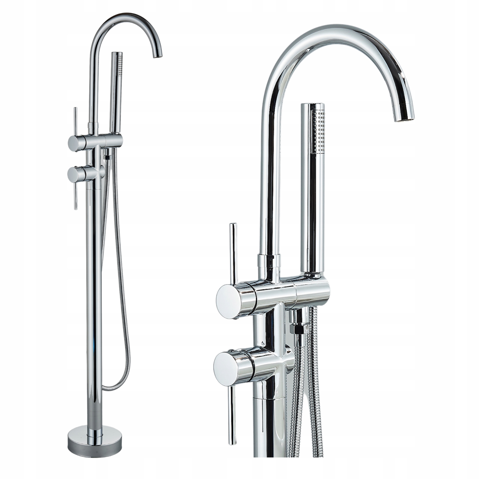 Voľne Stojaca Vaňová Batéria S Pohyblivým Vodoopádovým Výtokom, Strieborný Chróm Ari