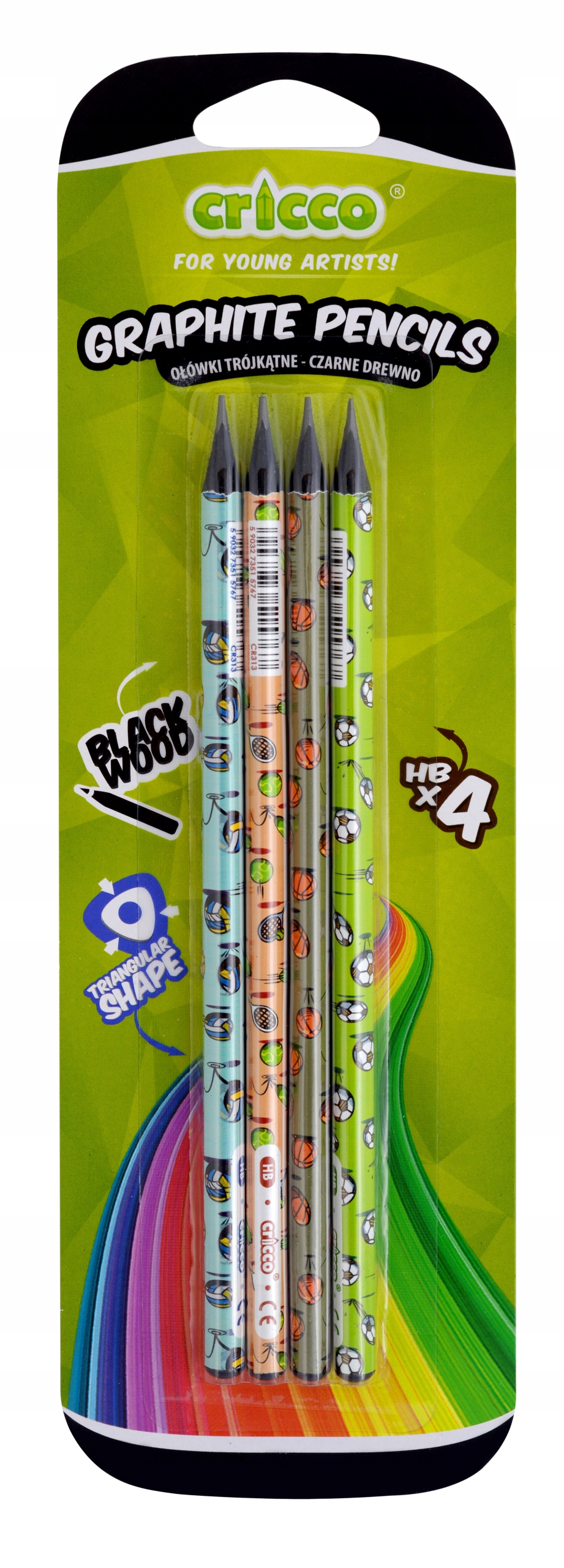 

Ołówek Cricco trójkątny Black Wood Hb 4 sztuki
