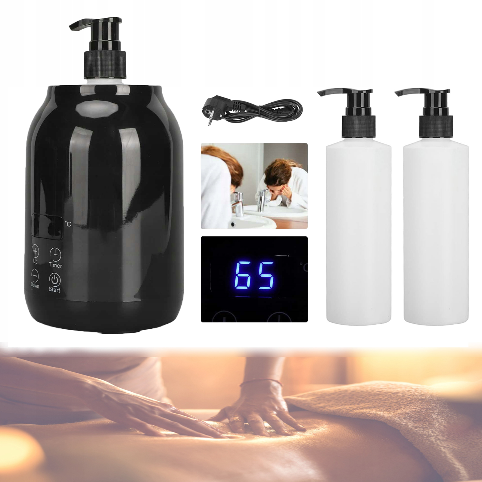 Podgrzewacz Do Olejków Do Masażu Elektryczny Z 2 Butelkami 250 ML