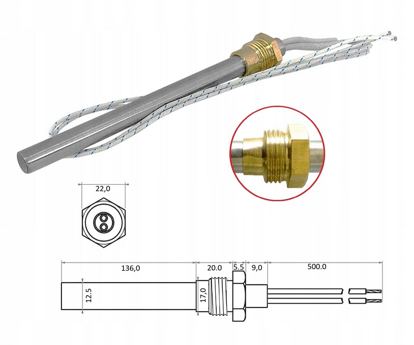 Ocelový zapalovač na pelety, ohřívač 350 W