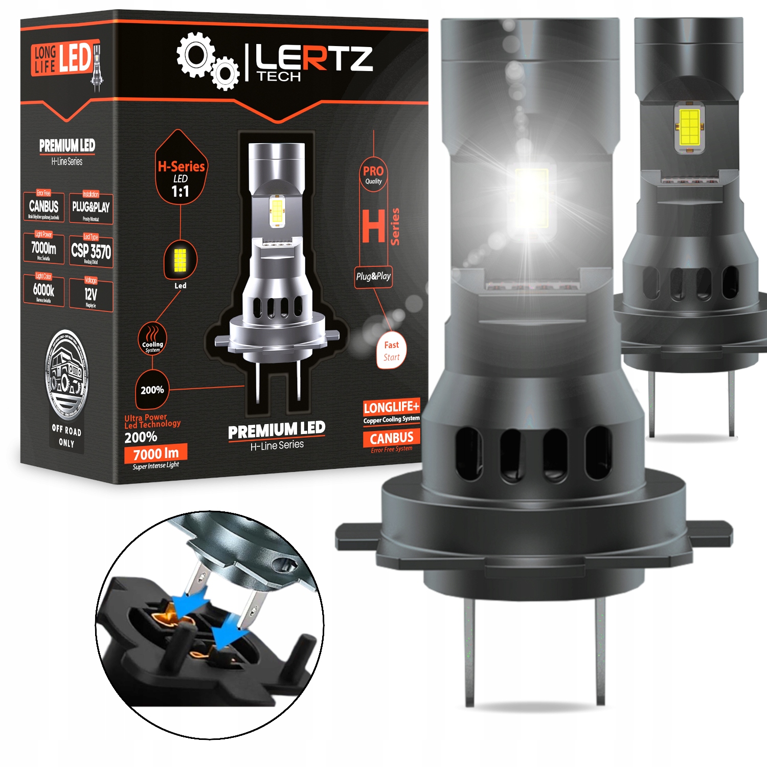 Żarówki H7 LED x2 Żarówka 1:1 CANBUS 6000K XENON WHITE NOWA GENERACJA CSP