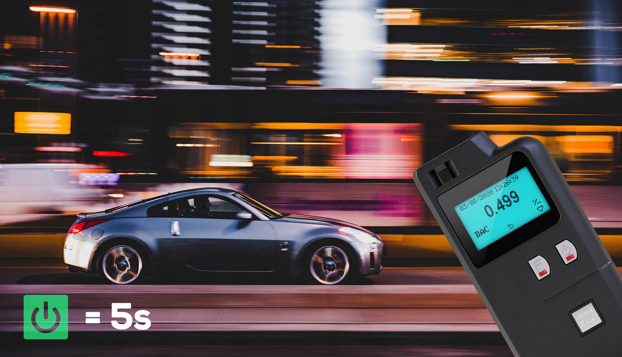 Alkomat ALKOHIT X100 z Drukarka BATERIA Li ion FV Measurement Resolution 0 001