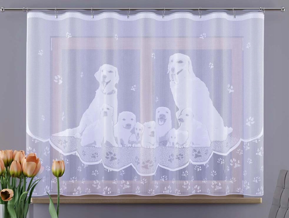 Mg Záclona Pejsci E309/160 Bílá 300X180 cm Hotová S Páskou