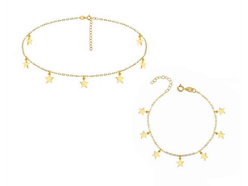 

Komplet Choker Gładkie Gwiazdka Gwiazda Star Srebr