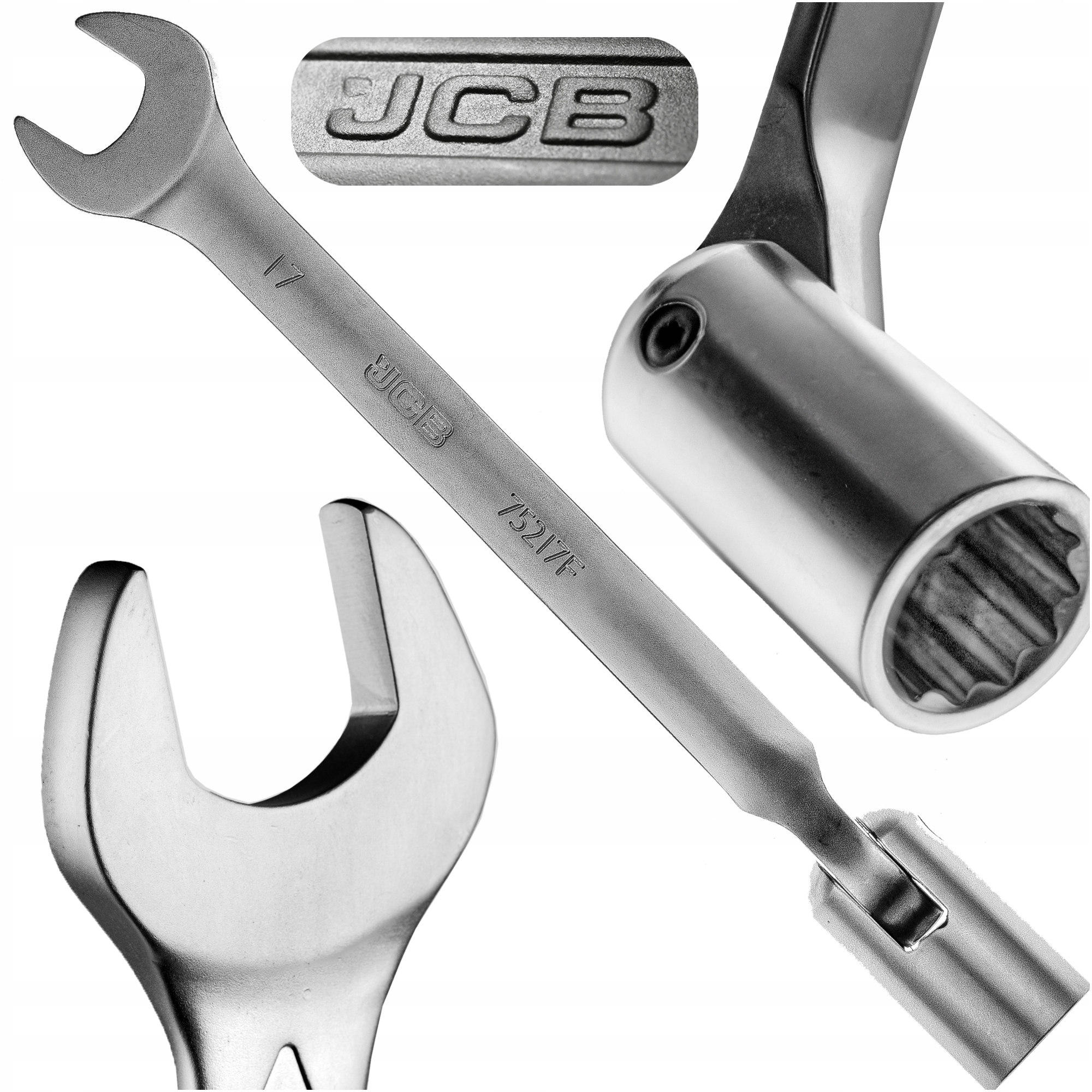 KLUCZ PŁASKO-NASADOWY Z PRZGUBEM 17 MM STAL CR-V JCB MOCNY SOLIDNY STALOWY