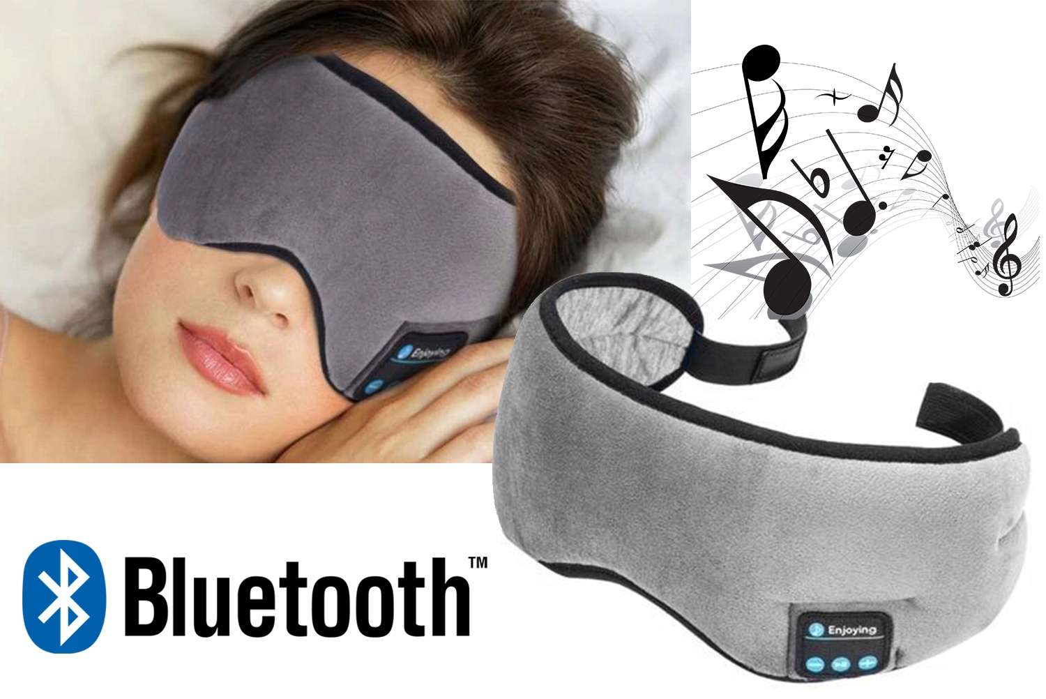 OPASKA DO SPANIA NA OCZY SŁUCHAWKI BLUETOOTH 2w1 MIKROFON Marka Gotel