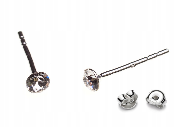 

Srebrne Kolczyki z kr. Swarovski Chaton 3mm Cryst.