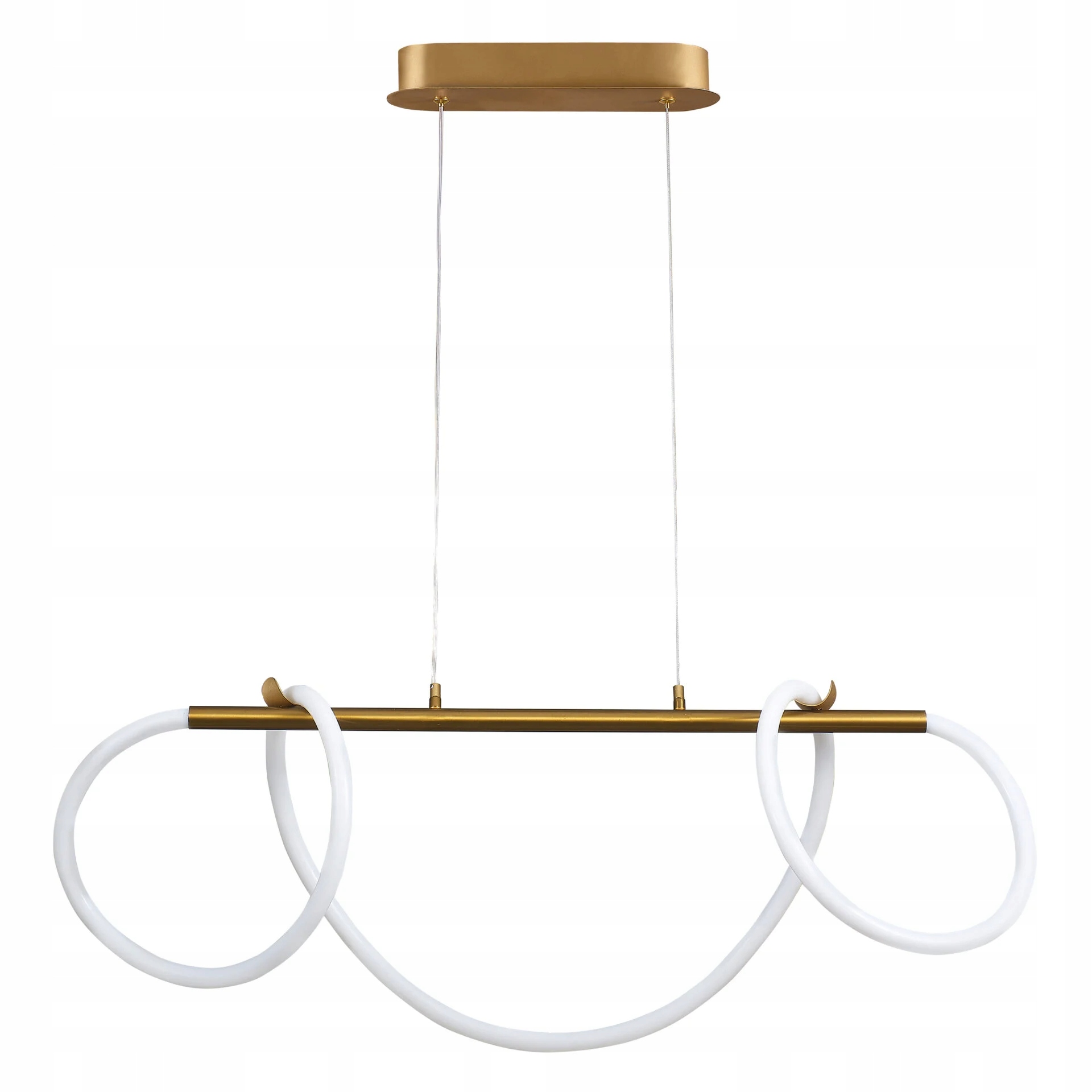 Lampa wisząca Led długa liniowa nad stół nowoczesna złota tuba 60cm fale