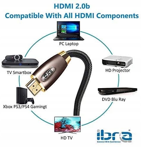 

Kabel Hdmi Ethernet 4K 24K Złoto 50/60Hz 19 Pin 2M