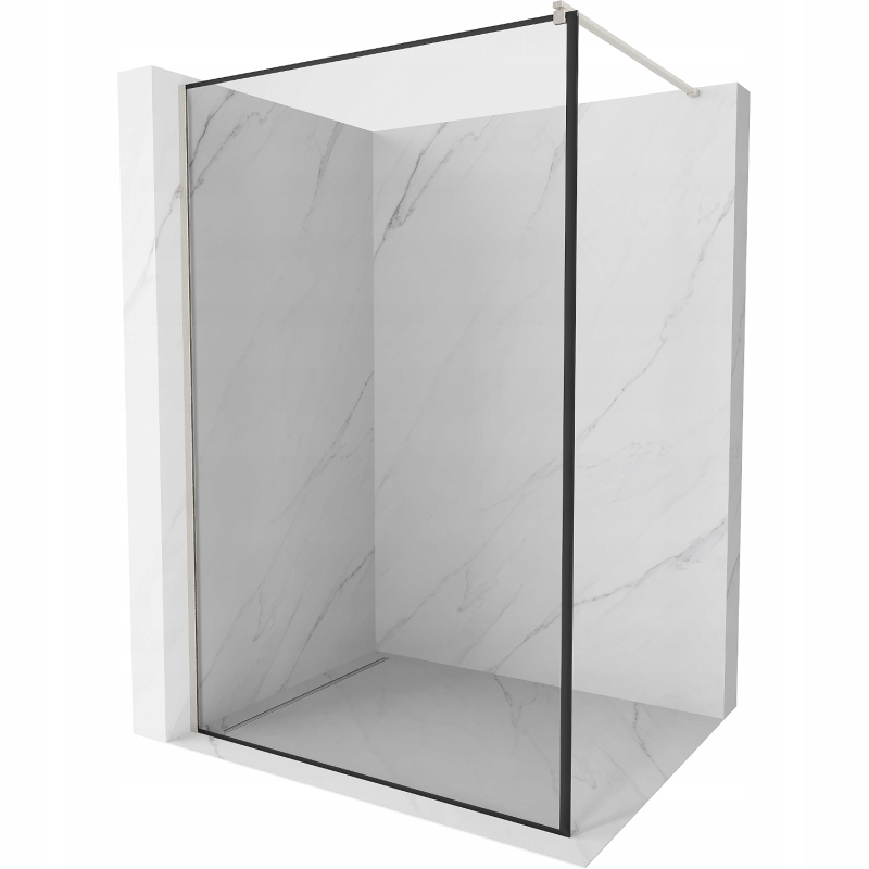 Mexen Kioto sprchová stěna Walk-in 70 x 200 cm, černý vzor 8 mm, kartáčovan