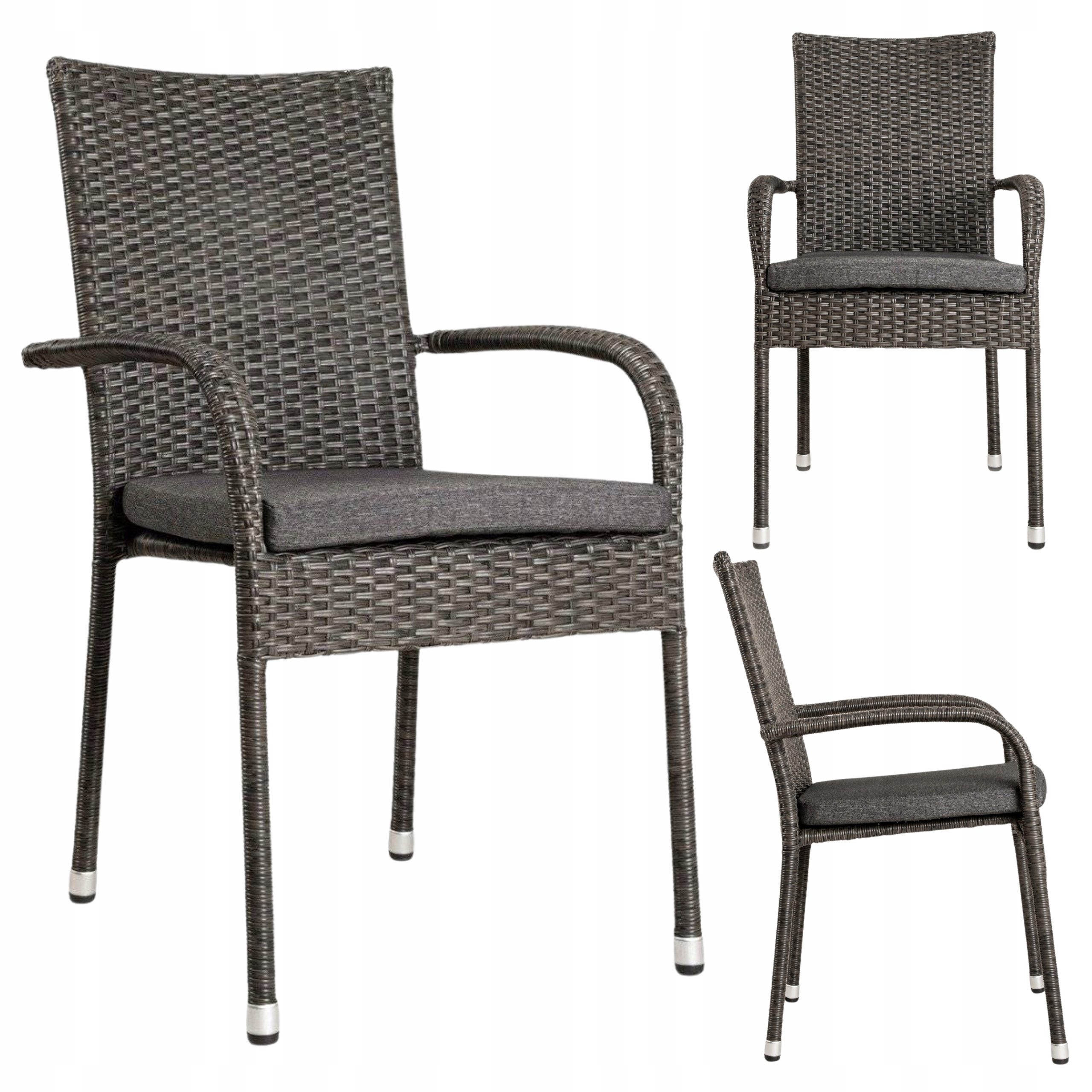 Zahradní kovová židle Bikly šedá technorattan odolná do 160 kg Homla