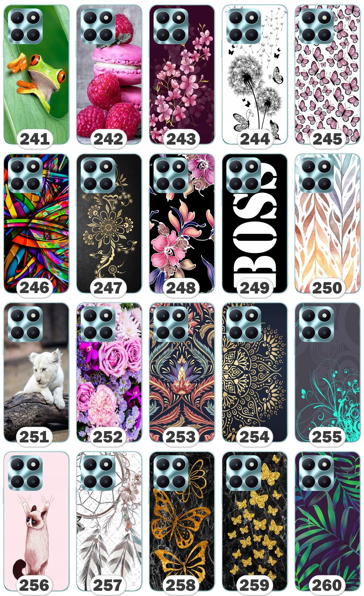 ETUI PLECKI FOTO Case OBUDOWA Pokrowiec JAKOŚĆ WZORY SZKŁO 9H do Honor X6A Motyw przewodni zwierzęta