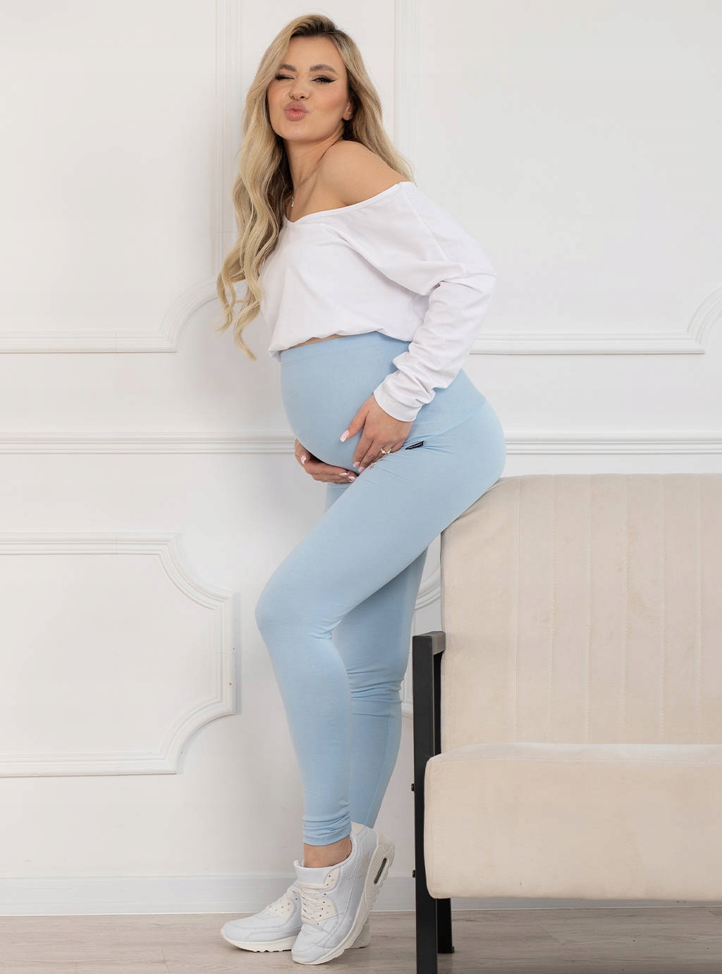 LEGGINSY CIĄŻOWE BAWEŁNIANE GETRY Z PANELEM LEGINSY 5XL Wzór dominujący bez wzoru