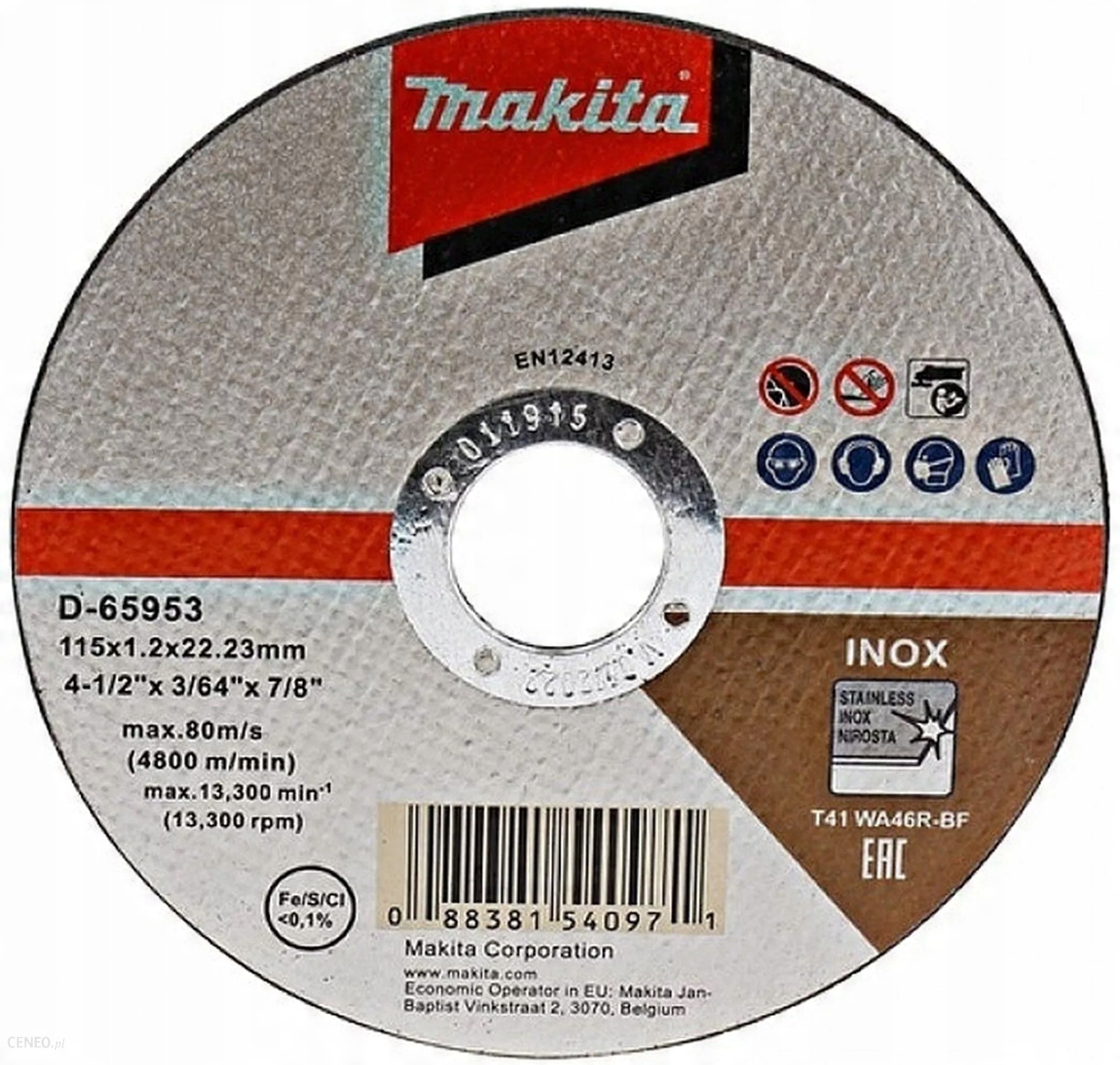 

Tarcza do metalu Inox stali 115x1mm D-65953 Makita
