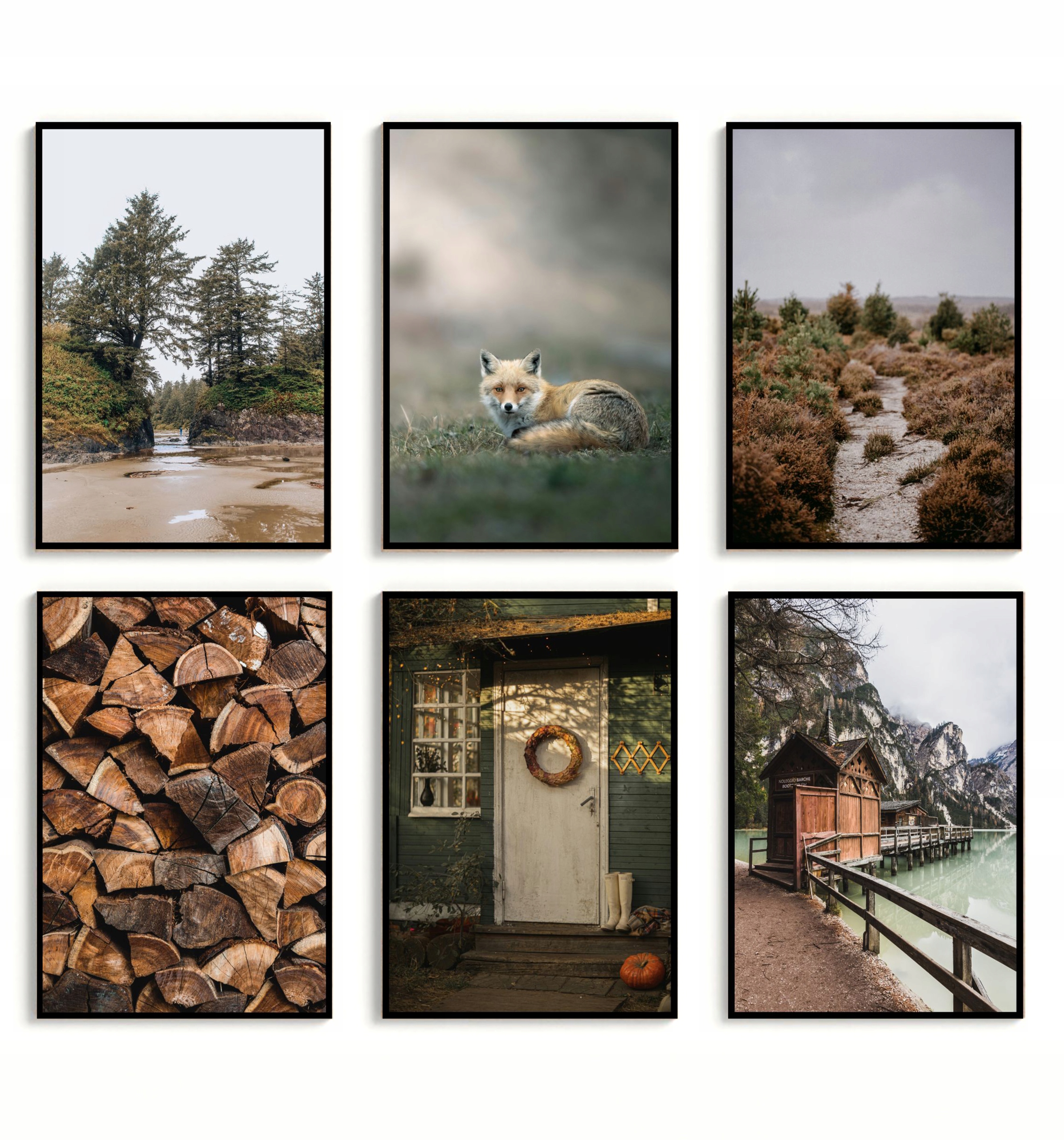 Plakáty Set 6 ks galerie 30x40 les Podzim příroda eviero strom liška