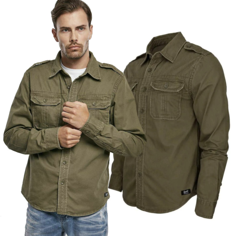Košile s dlouhým rukávem Brandit Vintage Shirt Oliv 7XL