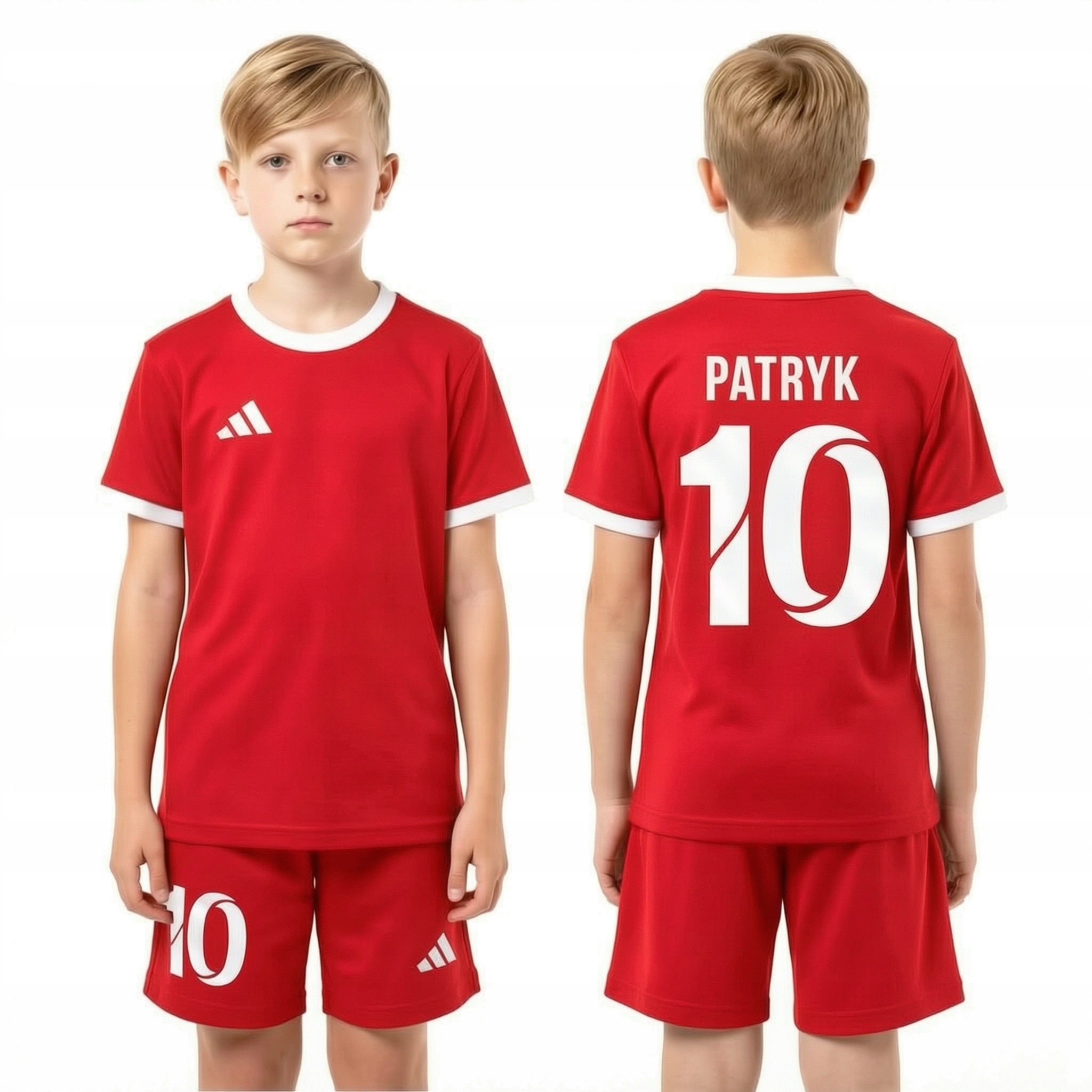 Strój Piłkarski Adidas dla Dziewczynki chłopca Twój Napis Imię Numer 140