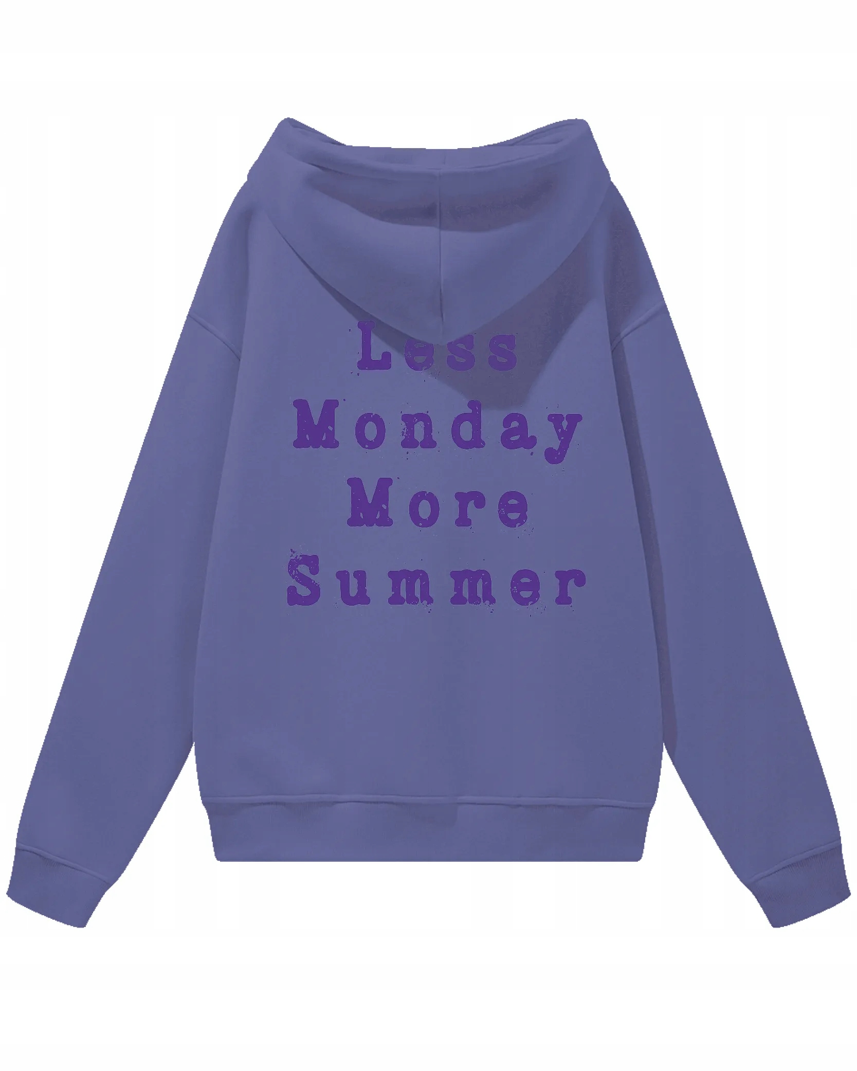 Letní s kapucí mikina Oversize mikina Less Monday More Fialová velikost M