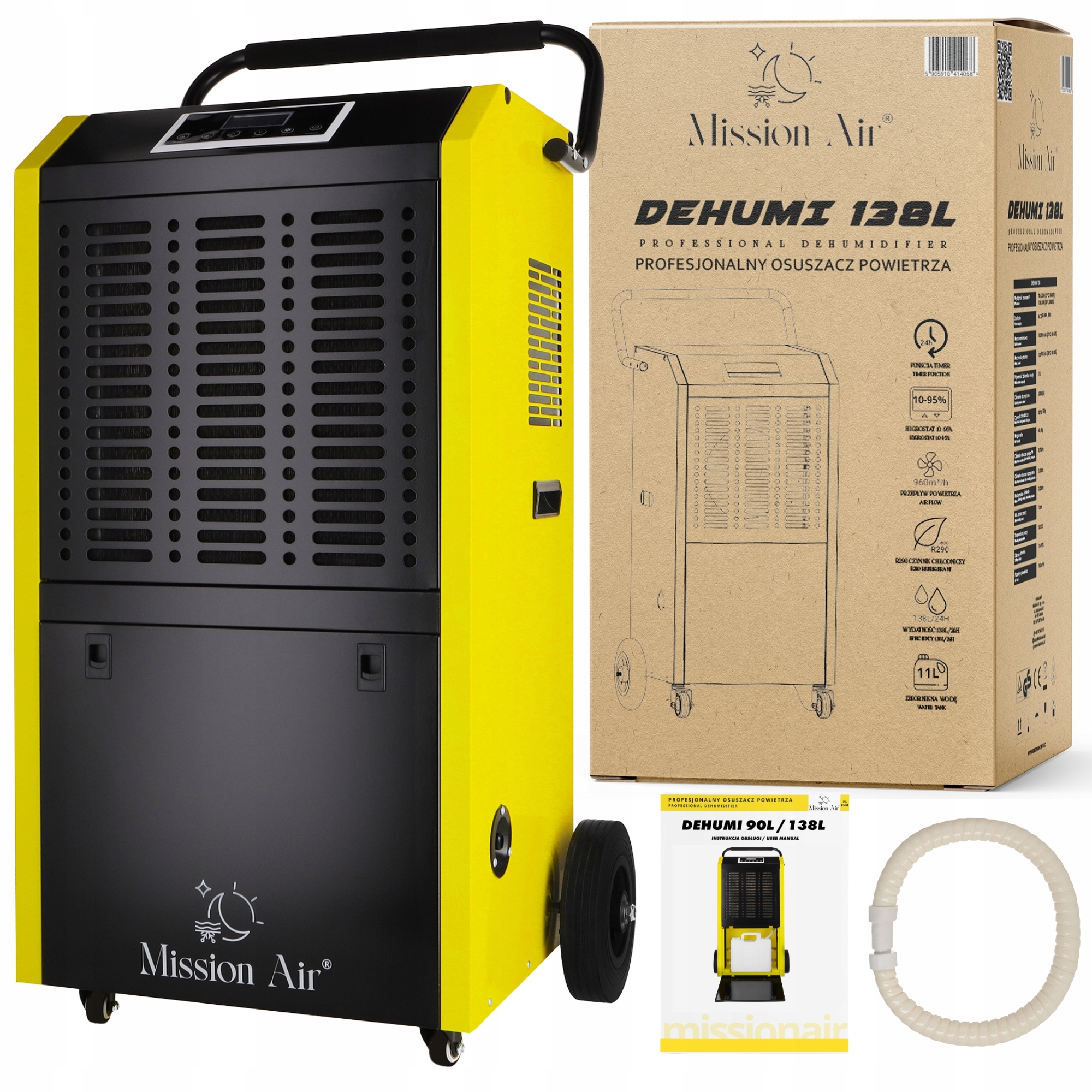 Przemysłowy Osuszacz Powietrza budowlany pochłaniacz wilgoci 138L /24h Wifi