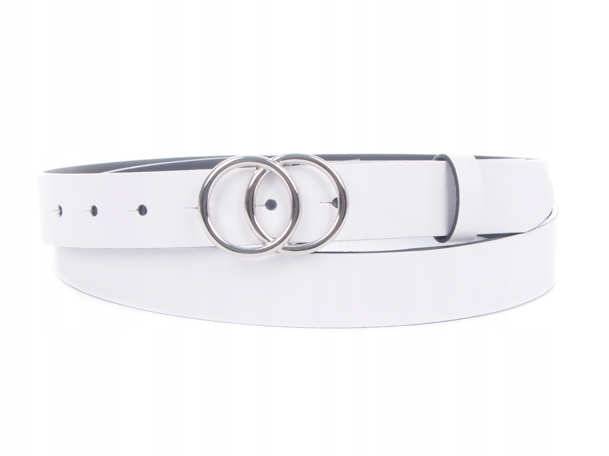 

XL 125 cm Damski Pasek Skóra Nat. Biały - 3 cm Pl