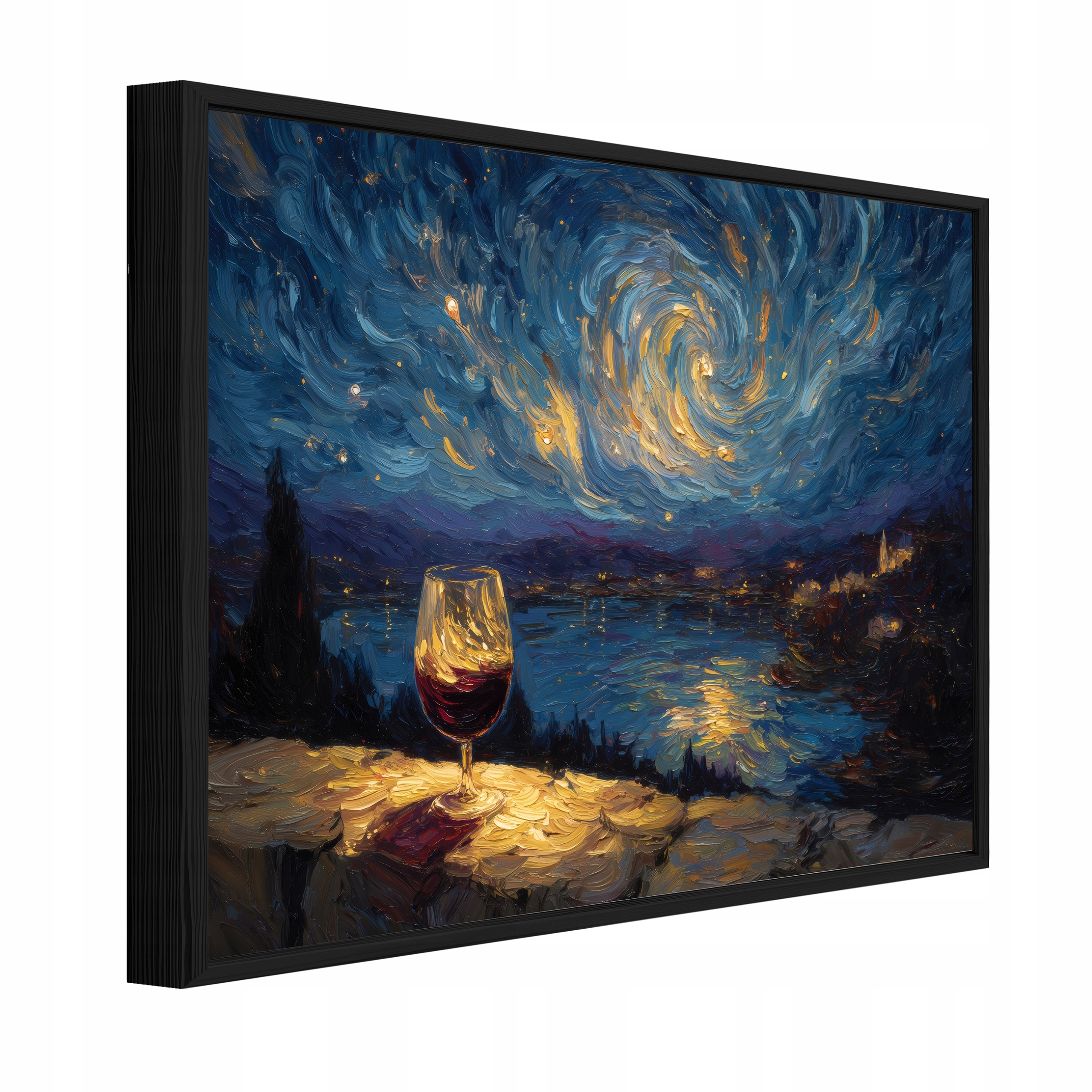 Nástěnný Obraz V Rámu Dekorace Abstrakce Krajina Zlatá Modrá 120x80