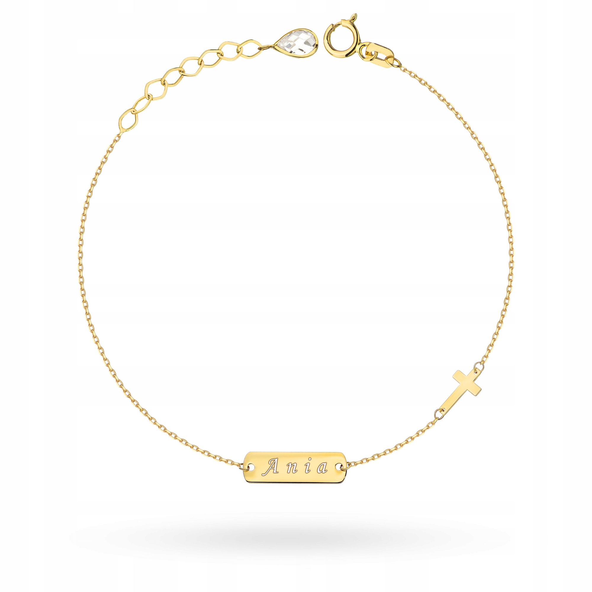 Zlatý Náramek Dámský pr. 585 Plech Křížek Kříž Gravírování 14k