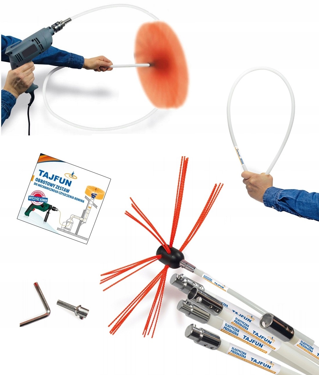 Tajfun Sada Kartáčů Na Čištění Komína Odspodu Vrtačkou 11 m