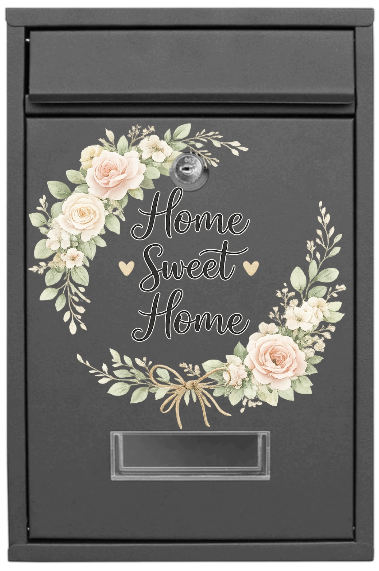Poštovní schránka Home Sweet Home Květinový věnec Růže Dekorace