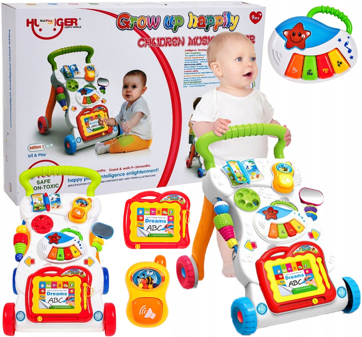 Interaktywny Jeździk Chodzik Dla Dzieci Edukacyjny Pchacz Centrum Zabaw Stan opakowania oryginalne