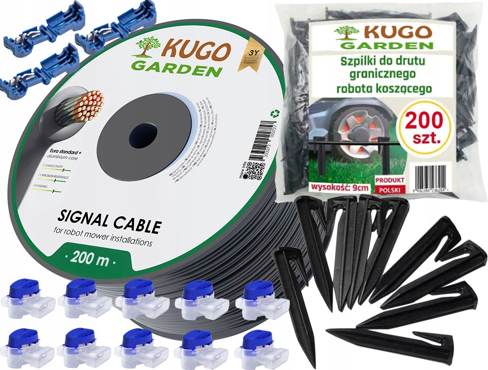 Omezovací Kabel Pro Robotickou Sekačku 200 m 3.4 mm 200 Kolíků Spojky